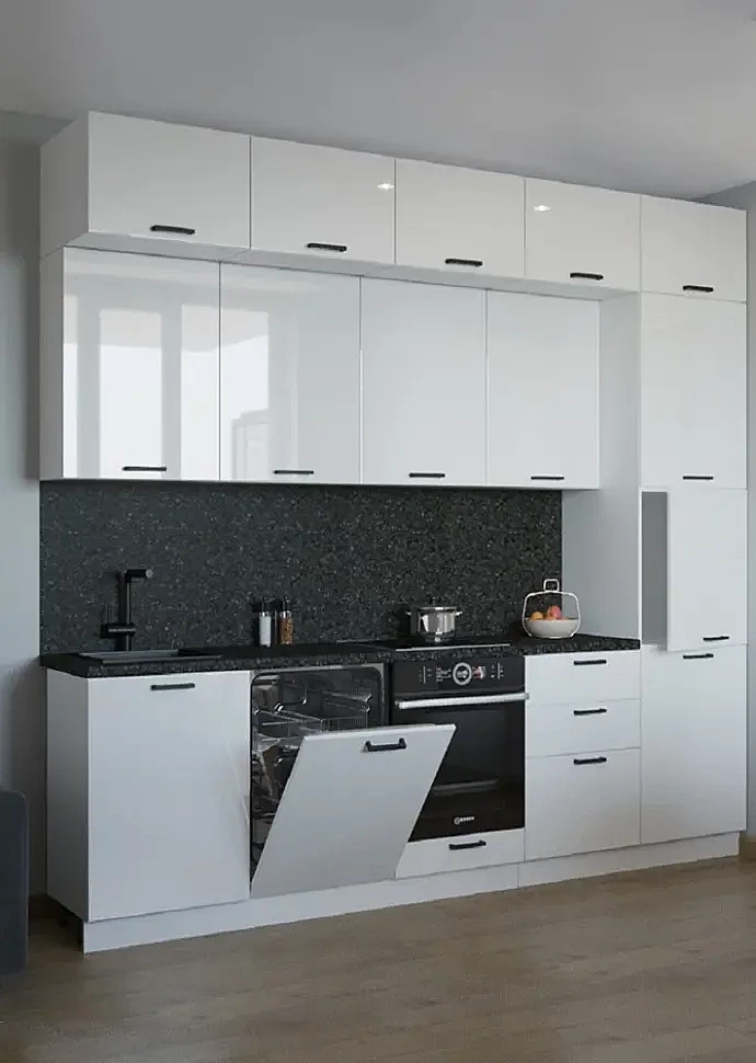 Кухонный гарнитур «Белый глянец 3000 мм_прямая 7»