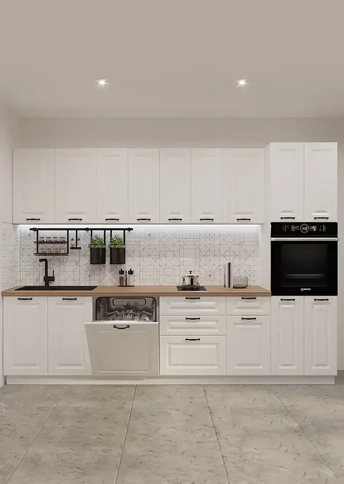 Кухонный гарнитур «Вегас белый 3000 мм_прямая 2»