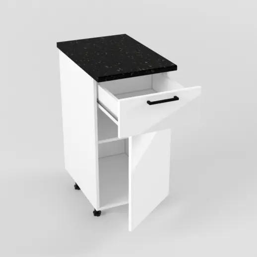 Шкаф нижний 400 1 ящик 1 дверь Белый глянец