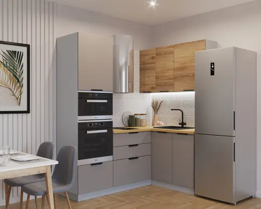 Кухонный гарнитур «Кухонный гарнитур «арт. 8 Обсидиан Рустик натур 2000х1400»»