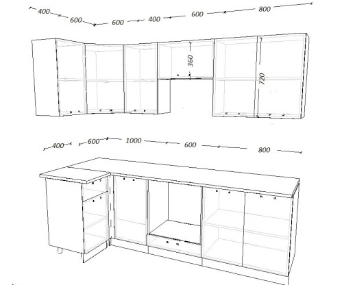 Кухонный гарнитур «Кухонный гарнитур «Белый глянец - 8 (1000х2400 мм)»»