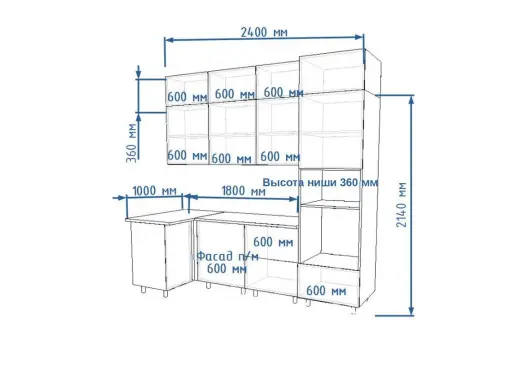 Кухонный гарнитур «Кухонный гарнитур «арт. 7 Тальк Рустик соломенный 1000х2400»»