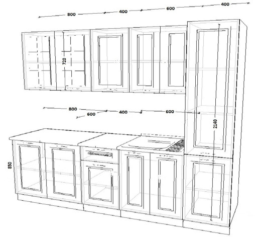 Кухонный гарнитур «Кухонный гарнитур «Белый Вегас - 12 (2200 мм)»»