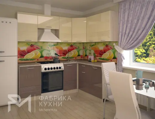 Волна Ваниль глянец Капучино арт. 15 - 2100х1600