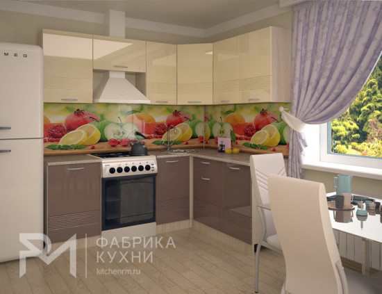 Волна Ваниль глянец Капучино арт. 15 - 2100х1600