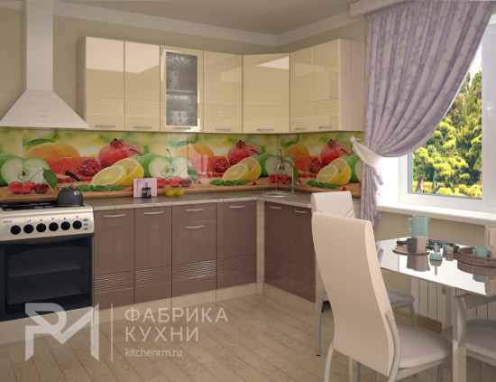 Волна Ваниль глянец Капучино арт. 14 - 2000х1400