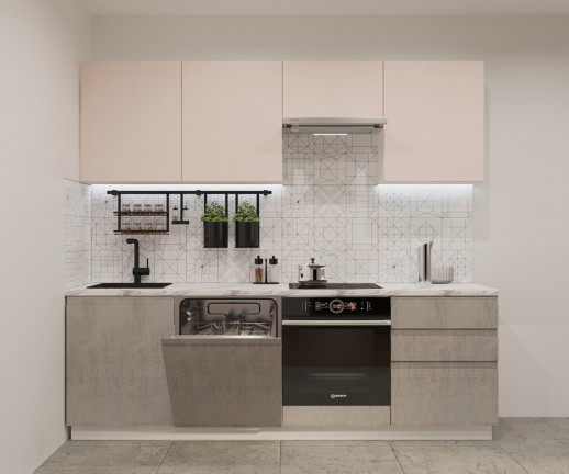 Кухонный гарнитур «Кухонный гарнитур «Фарфор Бетон светлый Лайн - 41 (2400 мм)»»