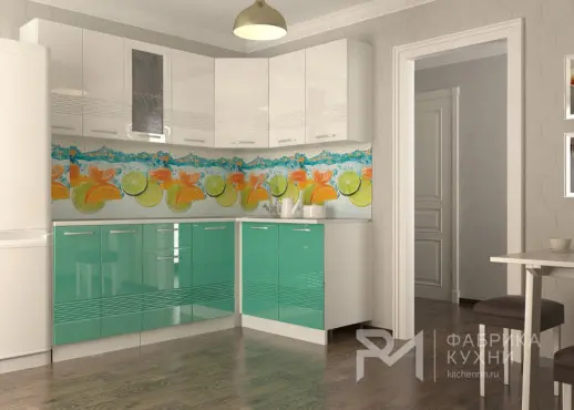 Волна Белый металлик Бирюза 2000х1400