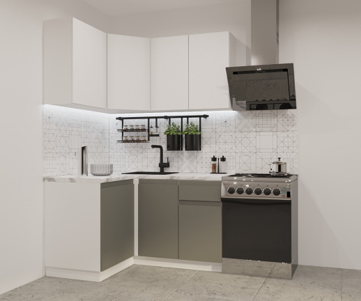 Кухонный гарнитур «Кухонный гарнитур «Тальк Обсидиан Лайн - 5 (1200х1400 мм)»»