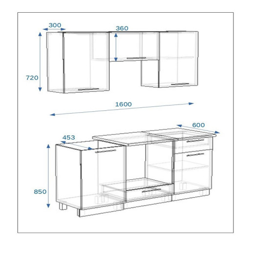 Кухонный гарнитур «Кухонный гарнитур «Акация - 6а (1600 мм)»»