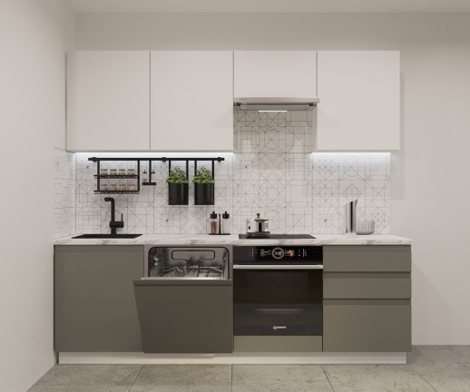 Кухонный гарнитур «Кухонный гарнитур «Тальк Обсидиан Лайн - 39 (2400 мм)»»