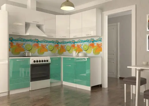 Волна Белый металлик Бирюза  2100х1600