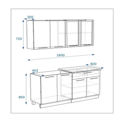 Кухонный гарнитур «Кухонный гарнитур «Акация - 5 (1600 мм)»»