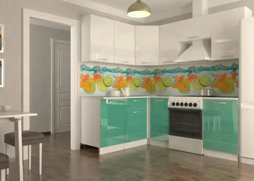 Волна Белый металлик Бирюза арт. 11 - 2100х1600