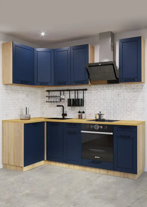 Кухонный гарнитур «Кухонный гарнитур «Океания Кристалл 1200*2400 мм_угловая 2»»