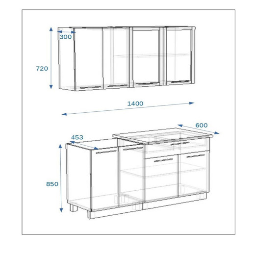 Кухонный гарнитур «Кухонный гарнитур «Акация - 4 (1400 мм)»»