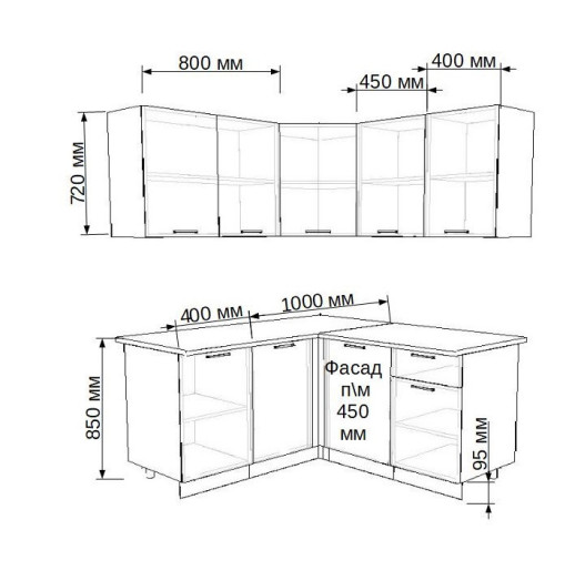 Кухонный гарнитур «Кухонный гарнитур «Акация - 17 (1400х1450 мм)»»