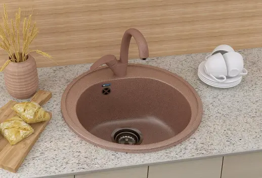 Кухонная мойка ULGRAN U-101 круглая с отверстием под смеситель