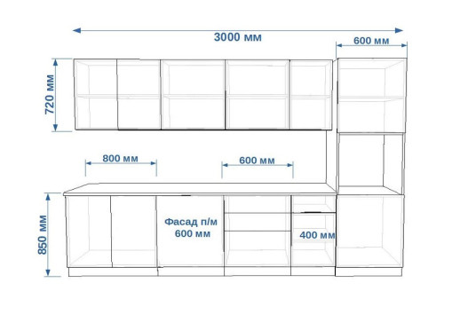 Кухонный гарнитур «Кухонный гарнитур «Тальк Лайн - 11 (3000 мм)»»
