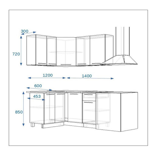 Кухонный гарнитур «Кухонный гарнитур «Акация - 14 (1200х1400 мм)»»