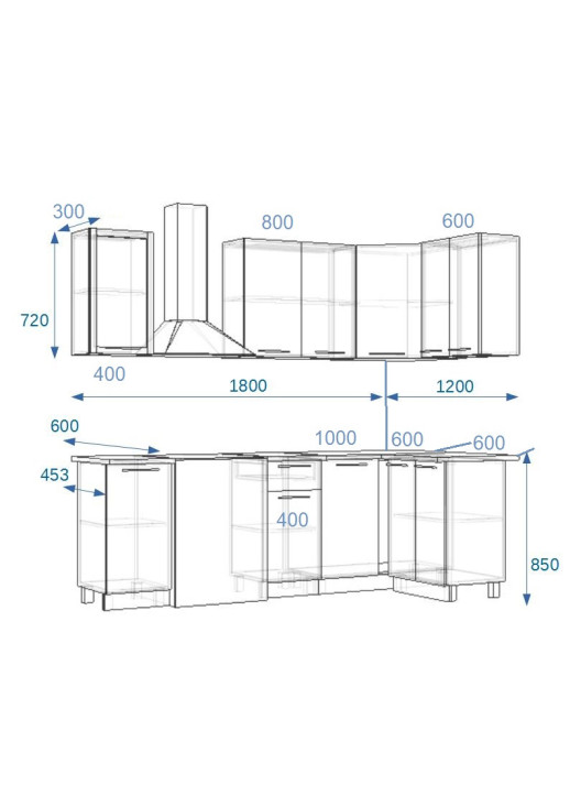 Кухонный гарнитур «Кухонный гарнитур «Акация - 13 (1800х1200 мм)»»