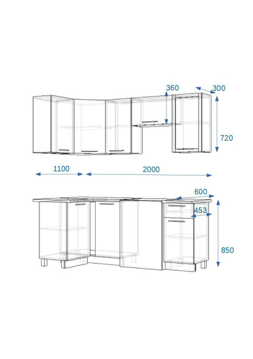 Кухонный гарнитур «Кухонный гарнитур «Акация - 12 (1100х2000 мм)»»
