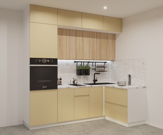 Кухонный гарнитур «Кухонный гарнитур «Стамбул Дуб сонома Лайн - 22 (2400х1400 мм)»»