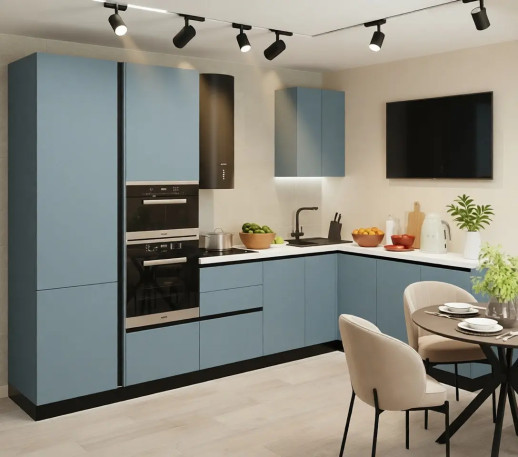 Кухонный гарнитур «Кухонный гарнитур «Дымчато Голубой Mattelux профиль Gola 3280х2400»»