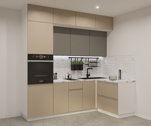 Кухонный гарнитур «Кухонный гарнитур «Пикрит Обсидиан Лайн - 19 (2400х1400 мм)»»