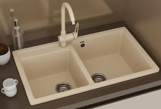 Кухонная мойка ULGRAN U-200 двухсекционная с отверстием под смеситель