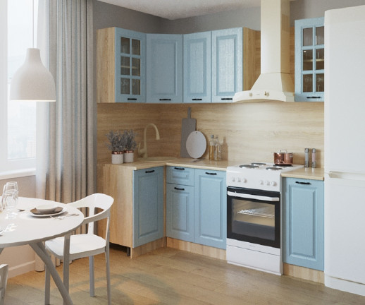 Кухонный гарнитур «Кухонный гарнитур «Роялвуд Голубой Вегас - 3 (1000х1800 мм)»»