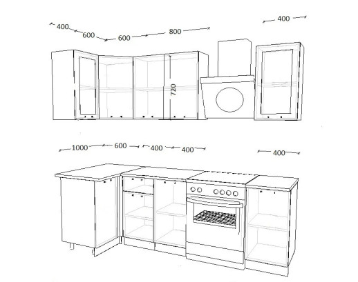 Кухонный гарнитур «Кухонный гарнитур «Роялвуд Голубой Вегас - 3 (1000х1800 мм)»»