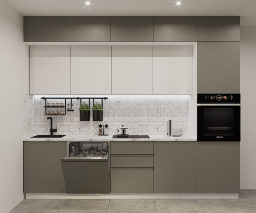 Кухонный гарнитур «Кухонный гарнитур «Обсидиан Тальк Лайн - 53 (3000 мм)»»