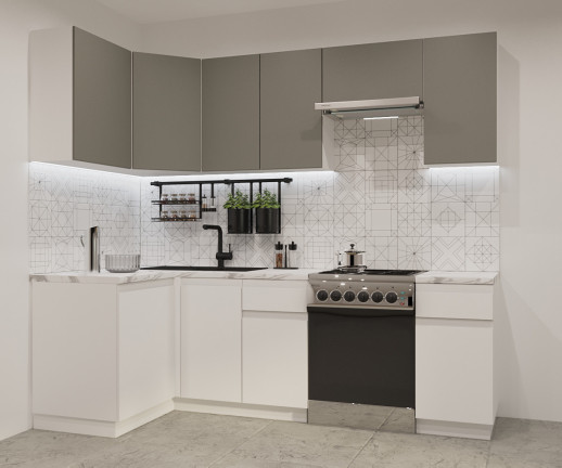 Кухонный гарнитур «Кухонный гарнитур «Обсидиан Тальк Лайн - 34 (1200х2400 мм)»»