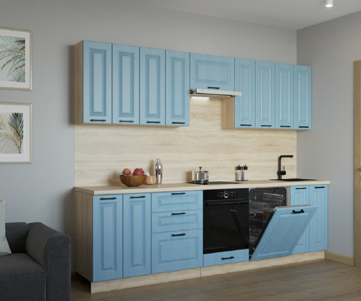 Кухонный гарнитур «Кухонный гарнитур «Роялвуд Голубой Вегас - 18 (3000 мм)»»