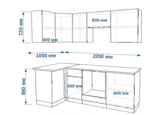 Кухонный гарнитур «Кухонный гарнитур «Обсидиан Лайн - 8 (1000х2200 мм)»»