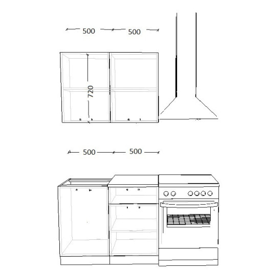 Кухонный гарнитур «Кухонный гарнитур «Роялвуд Голубой Вегас - 15 (1000 мм)»»