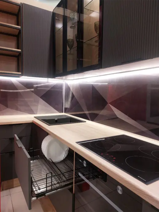 Кухонный гарнитур «Кухонный гарнитур «Вельвет графит 1000*2250 мм»»