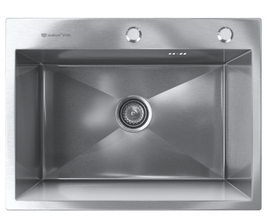 Кухонная мойка ULGRAN Steel 600 x 450 цвет «брашированная сталь»