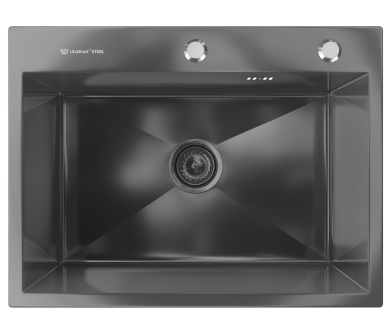 Кухонная мойка ULGRAN Steel 600 x 450 цвет «черная брашированная сталь»