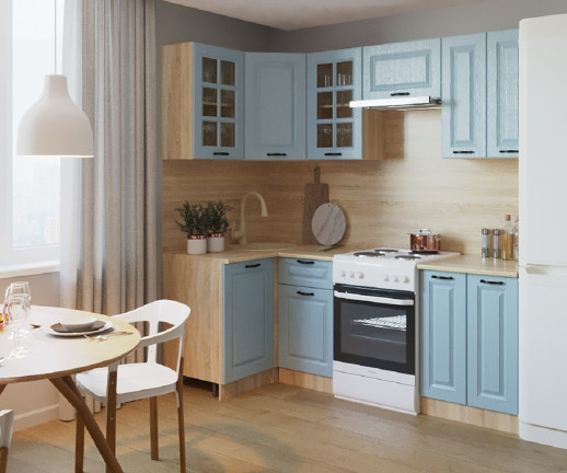 Кухонный гарнитур «Кухонный гарнитур «Роялвуд Голубой Вегас - 1 (1000х2200 мм)»»