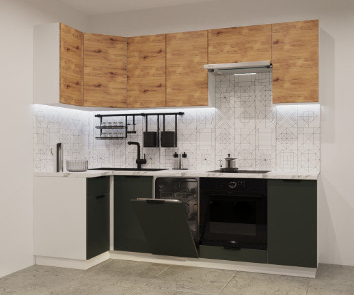 Кухонный гарнитур «Кухонный гарнитур «арт. 9 Рустик соломенный Олива шагрень 1000х2450»»