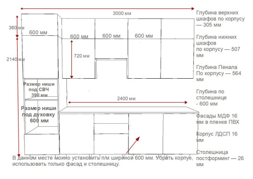 Кухонный гарнитур «Кухонный гарнитур «Аликанте арт.30 - 3000»»