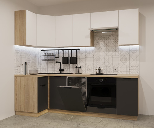 Кухонный гарнитур «Кухонный гарнитур «арт. 7 Шарли белый Графит шагрень 1000х2450»»