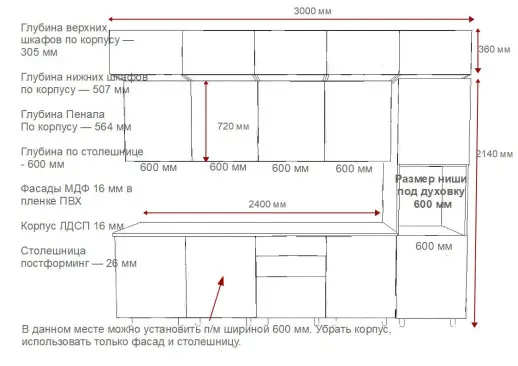 Кухонный гарнитур «Кухонный гарнитур «Аликанте арт.28 - 3000»»