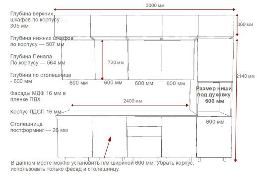 Кухонный гарнитур «Кухонный гарнитур «Аликанте арт.27 - 3000»»