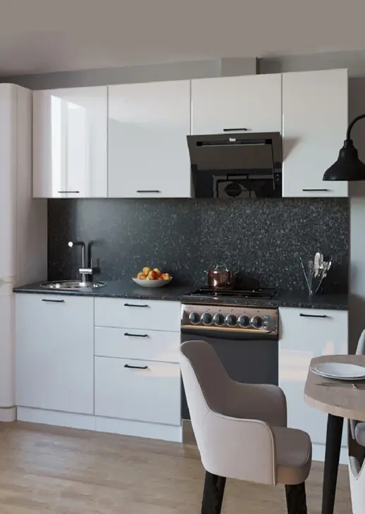 Кухонный гарнитур «Кухонный гарнитур «Белый глянец 2200 мм_прямая 3»»