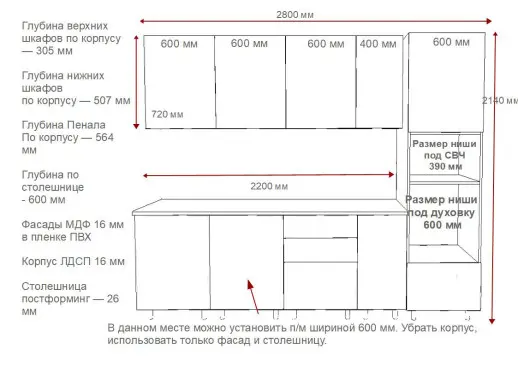 Кухонный гарнитур «Кухонный гарнитур «Аликанте - 32 (2800 мм)»»