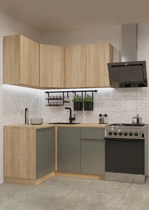 Кухонный гарнитур «Кухонный гарнитур «Акция Лайн 1200*1400 мм_ угловая 2»»