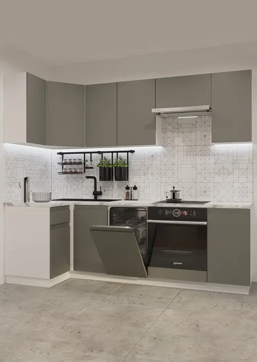 Кухонный гарнитур «Кухонный гарнитур «Акция Лайн 1000*2450 мм_ угловая 1»»